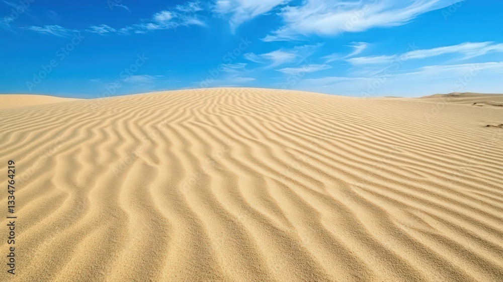 Textured Sand Dunes Under a Vivid Blue Sky Textured Sand Dunes Under a Vivid Blue Sky
