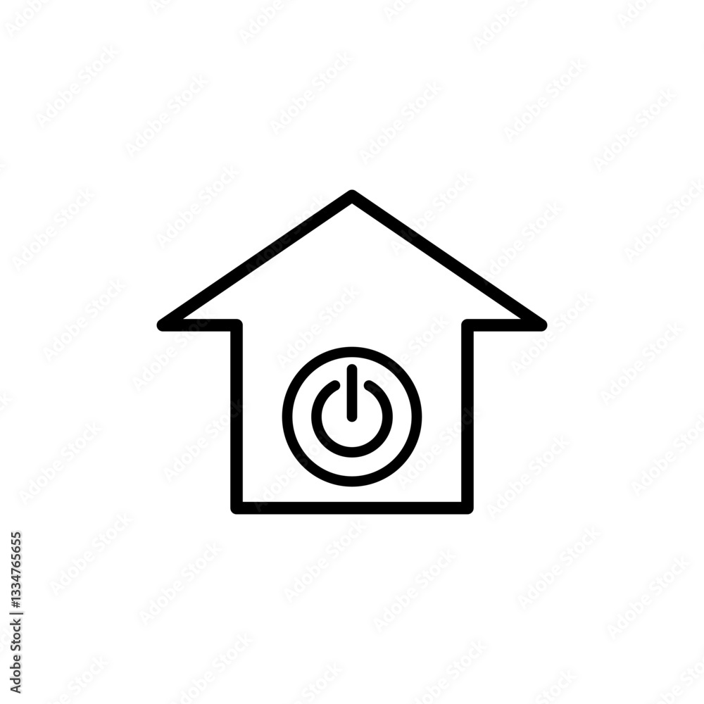 house icon with power sign, simple flat style, illustration, logo sign symbol pictogram template, for ui or ux isolated on white for mobile app, editable house icon with power sign, simple flat style, illustration, logo sign symbol pictogram template, for ui or ux isolated on white for mobile app, editable
