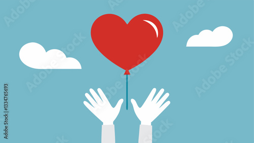 Open Hands A pair of open hands releasing a heartshaped balloon into the sky symbolizing the act of letting go of negative emotions.