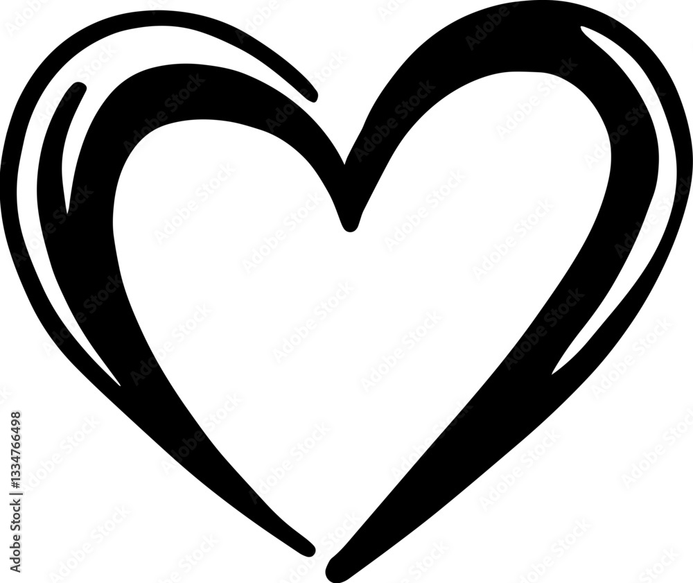 Heart simple minimalist doodle sketch hand drawing element