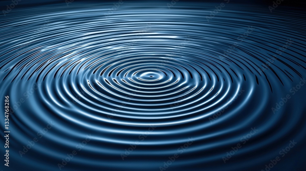 Tranquil Blue Water Surface with Circular Ripples Reflecting Soft Light and Reflections Tranquil Blue Water Surface with Circular Ripples Reflecting Soft Light and Reflections