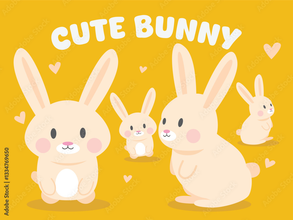 Obraz premium Easter greeting background with cute bunny vector illustration pattern