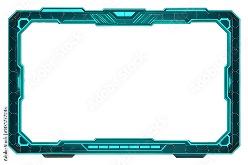 Futuristic teal tech frame, digital screen border
