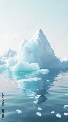 Majestic Iceberg Surrounded by Calm Water in Serene Landscape
