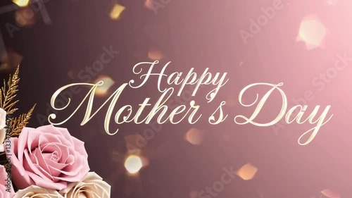 Happy Mother's Day with Floral Greeting. 4K Video