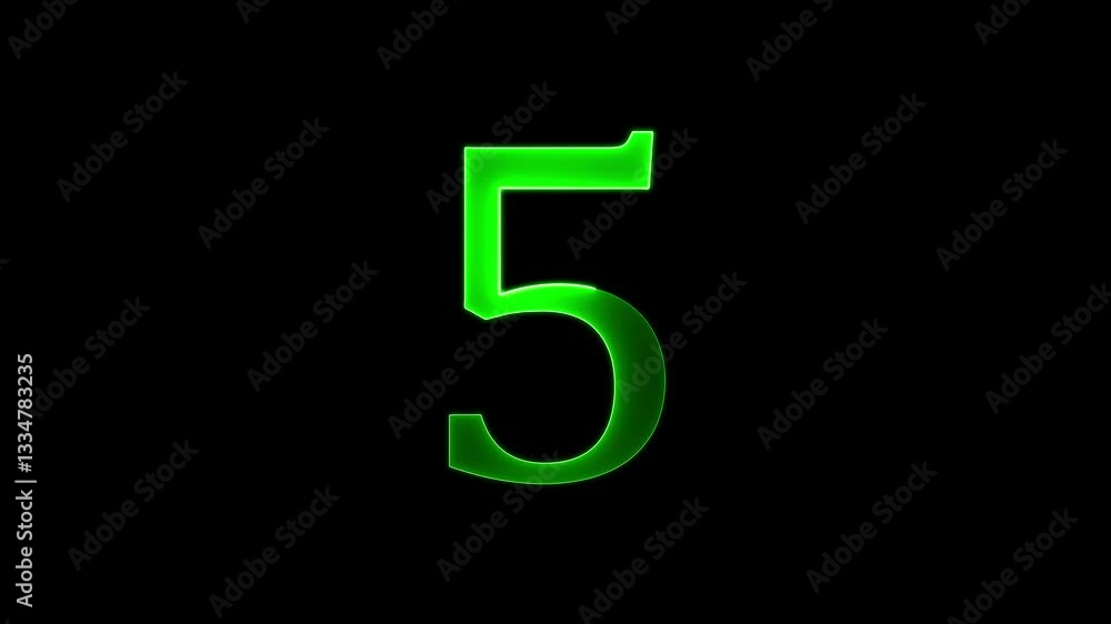 glowing neon text 5 number countdown icon. five glowing neon text 5 number countdown icon. five
