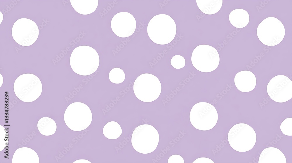 White circular spots are scattered on a pale lavender background White circular spots are scattered on a pale lavender background