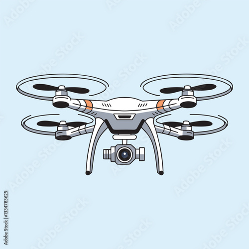 Vector isolated illustration of a flying quadcopter, drone.