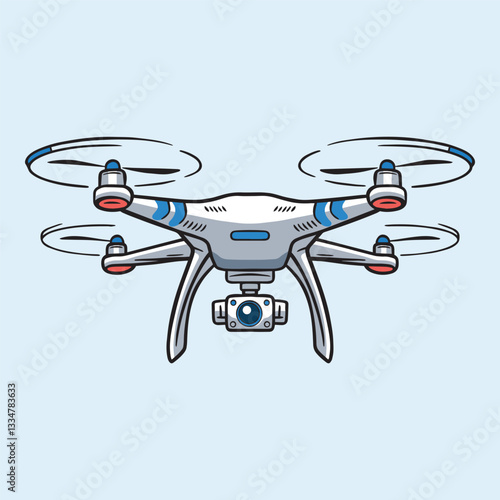 Vector isolated illustration of a flying quadcopter, drone.