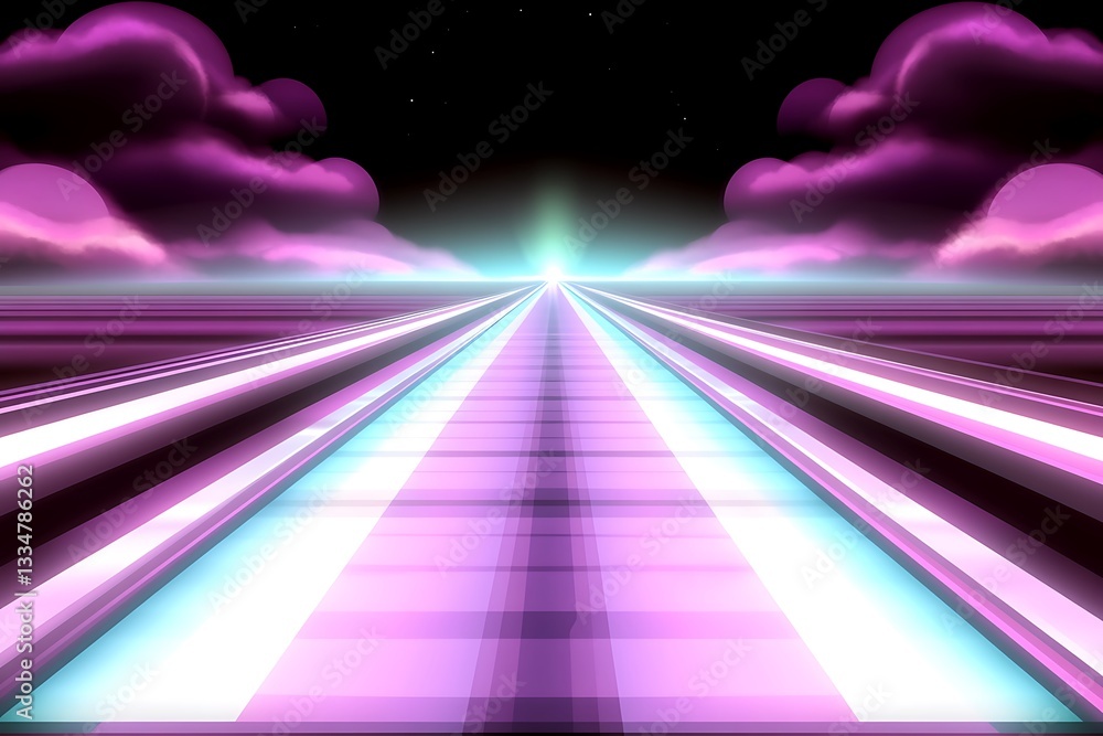 Abstract Synthwave Scene with Horizon Light and Purple Clouds Wallpaper Abstract Synthwave Scene with Horizon Light and Purple Clouds Wallpaper