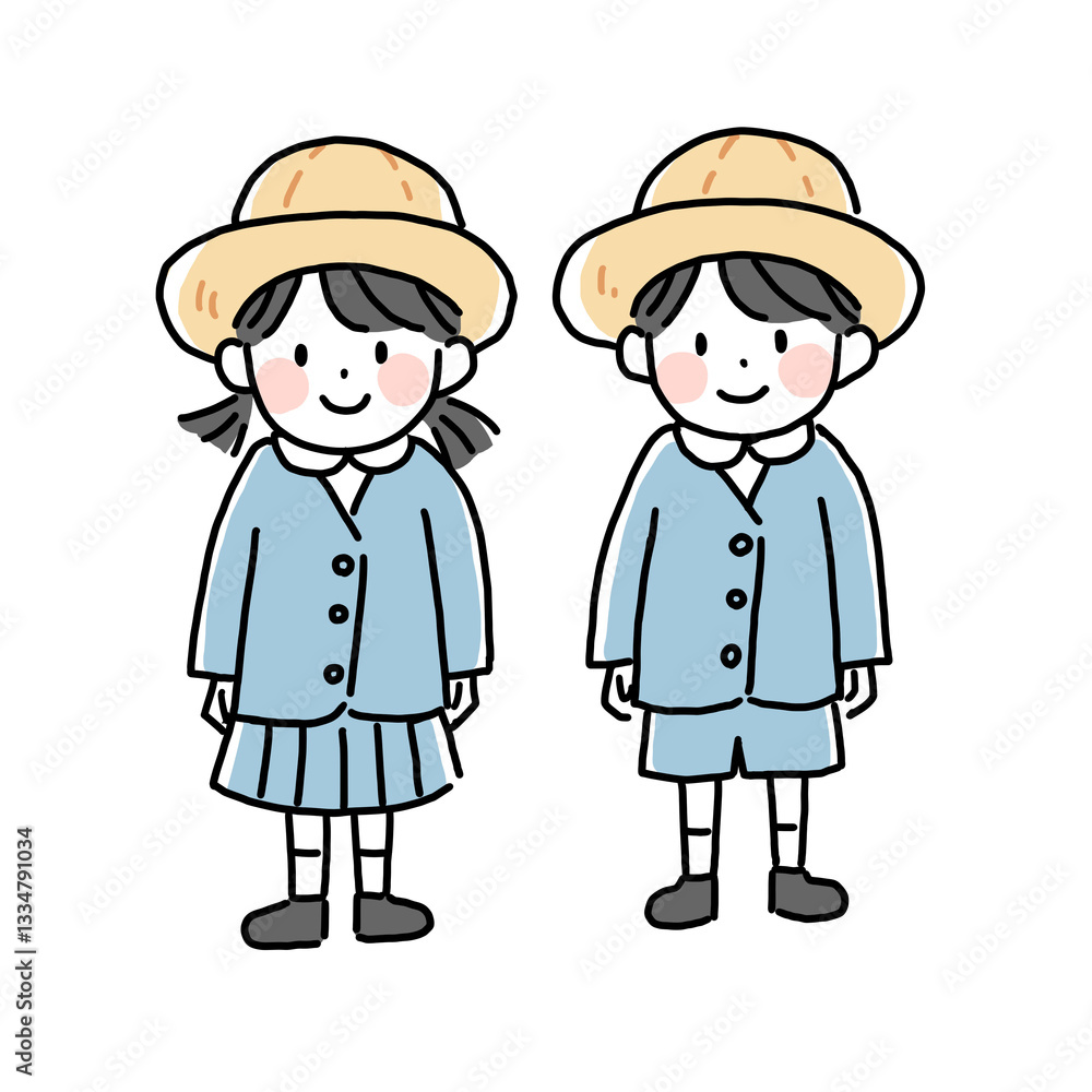 園児のイラスト　黄色帽子