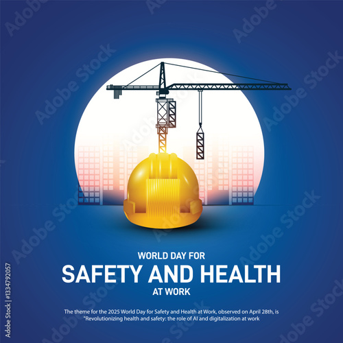 world day for safety and health at work 2025. world day for safety and health at work concept banner, poster, social media post, postcard, background, backdrop, template, web banner cover design etc.	