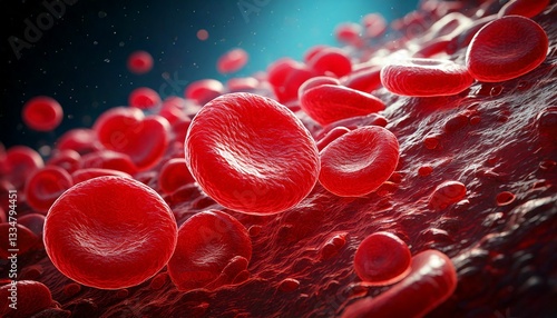 Hyper-realistic rendering of deformed red blood cells showing sickle cell anemia