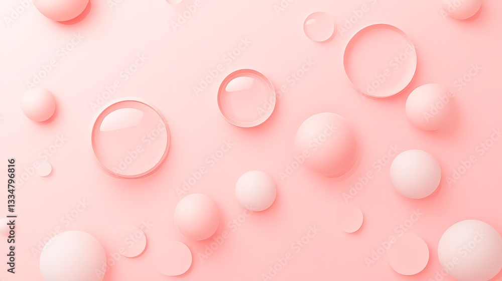 Pink Spheres And Circles Scattered Across A Uniform Pink Surface Pink Spheres And Circles Scattered Across A Uniform Pink Surface