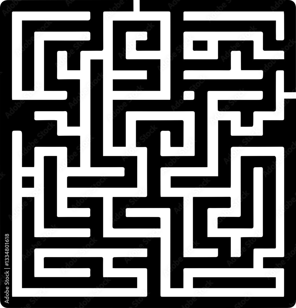 Maze and Labyrinth Icon – Black and White Puzzle Design Maze and Labyrinth Icon – Black and White Puzzle Design