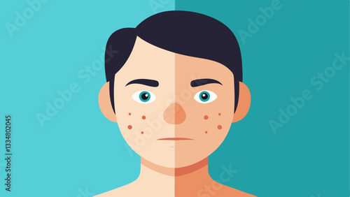 Reduced Acne Scarring A face with prominent acne scars on the left transitioning to smooth repaired skin without visible scarring on the right.