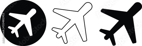 Airplane icon vector and Flight transport symbol