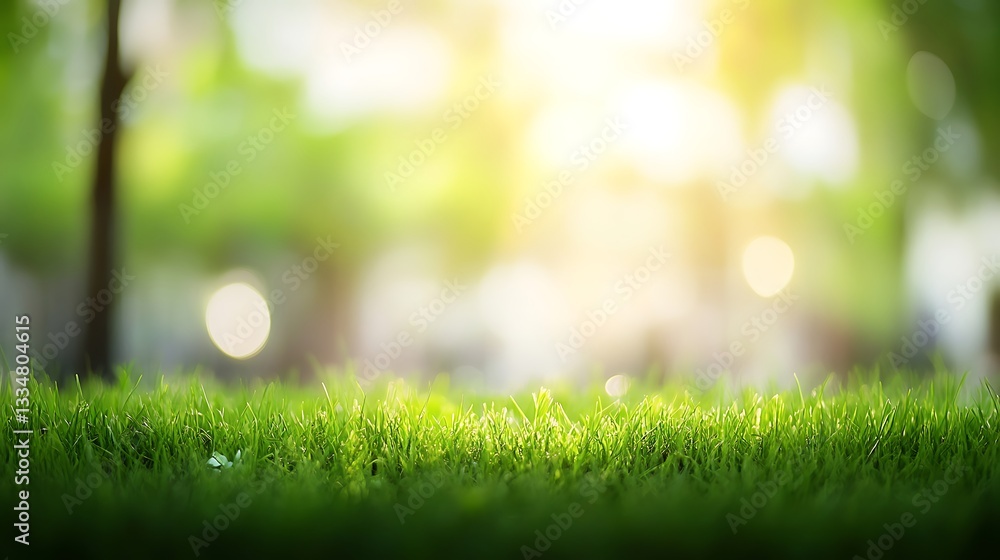 Fototapeta premium Serene Green Meadow at Sunrise