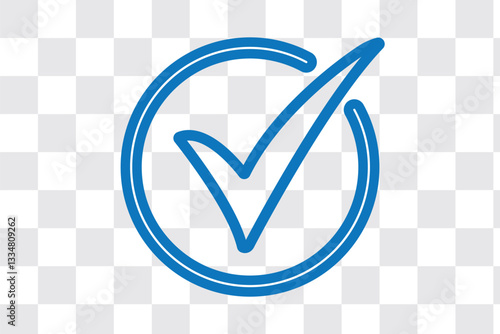 Blue check mark tick verification icon symbol vector.