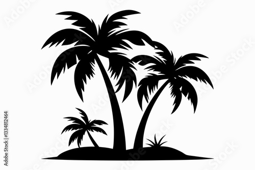 Wallpaper Mural coconut tree line art silhouette vector illustration Torontodigital.ca