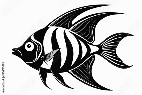 angelfish line art silhouette vector illustration