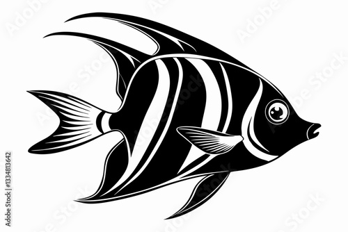 angelfish line art silhouette vector illustration