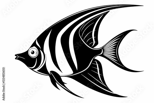 angelfish line art silhouette vector illustration