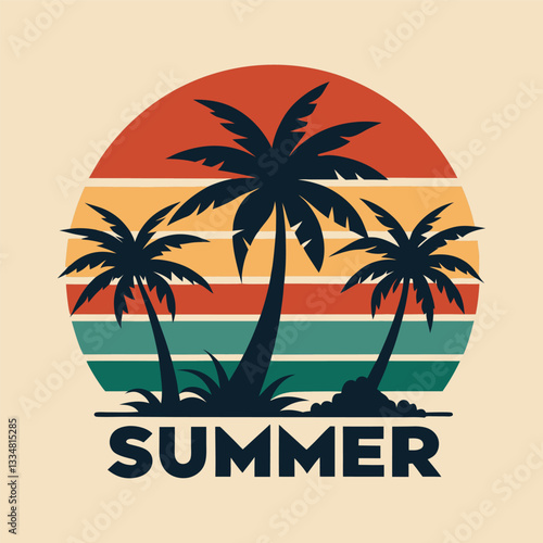 Wallpaper Mural Tropical beach paradise with palm trees sunset and ocean view Torontodigital.ca