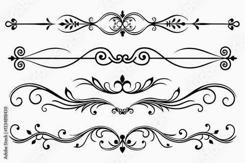  calligraphic ornamental divider collection line art silhouette vector illustration