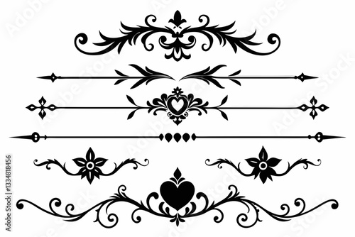  calligraphic ornamental divider collection line art silhouette vector illustration