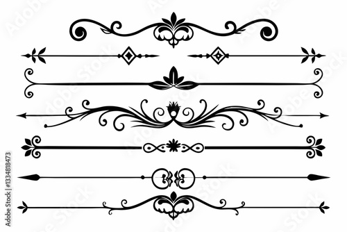  calligraphic ornamental divider collection line art silhouette vector illustration