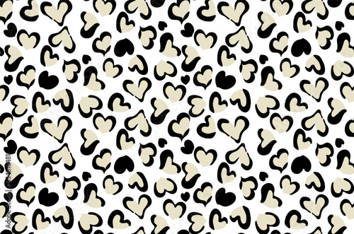 Leopard and heart pattern design. Heart pattern design. Textile print pattern