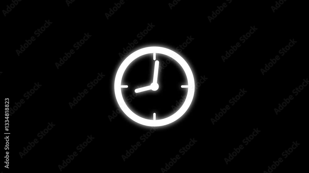 Black clock icon with moving arrows in loop. Stopwatch animation. Black clock icon with moving arrows in loop. Stopwatch animation.