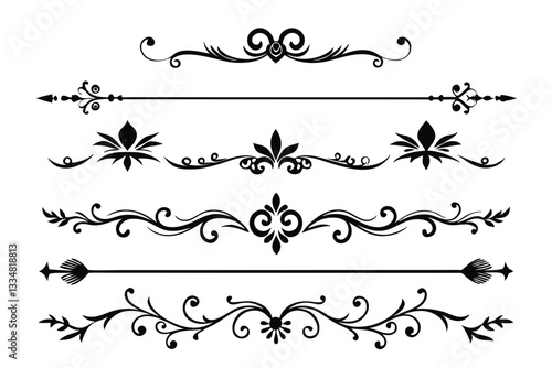  calligraphic ornamental divider collection line art silhouette vector illustration