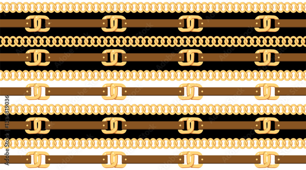 Seamless belt and chain pattern. Design for fabric, wallpaper, wrapping, background. Seamless belt and chain pattern. Design for fabric, wallpaper, wrapping, background.