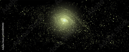 Fantastic vector background, dark space, planets, galaxies and stars. Vector Illustration