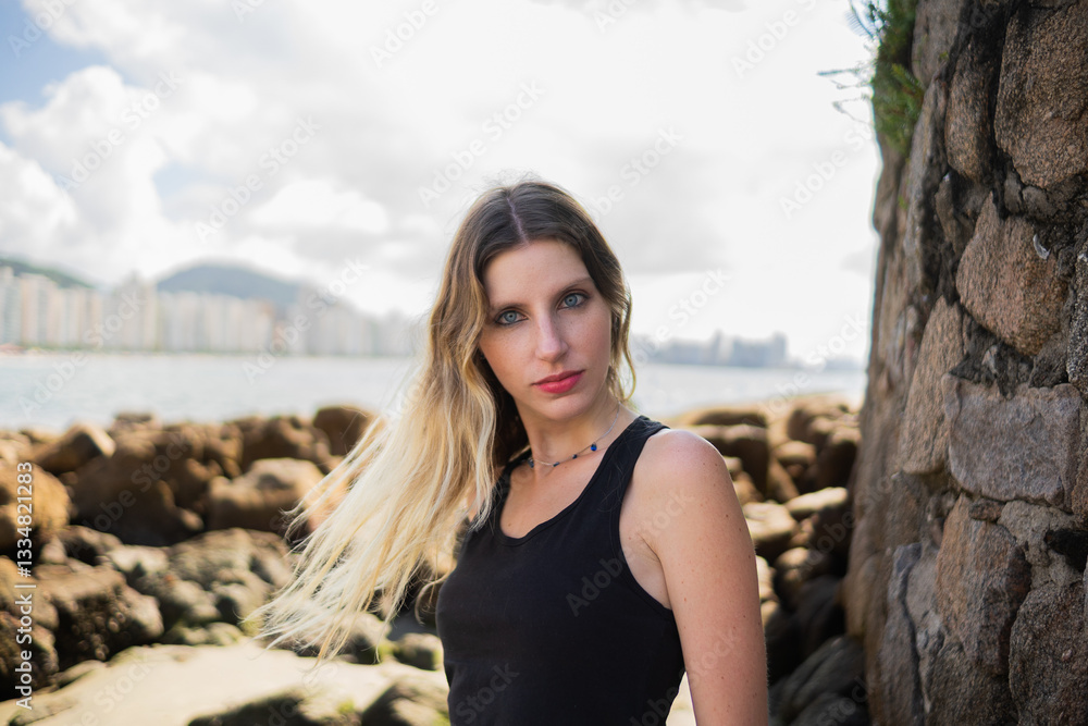 caucasian woman model with blue eyes looking forward caucasian woman model with blue eyes looking forward