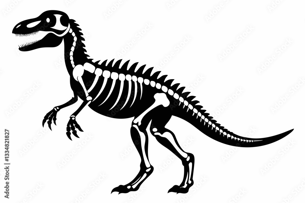 Fototapeta premium dinosaur skeleton standing line art silhouette vector illustration