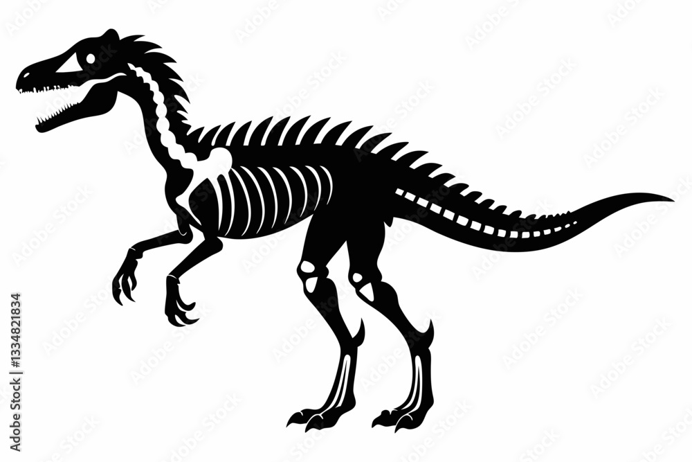 Fototapeta premium dinosaur skeleton standing line art silhouette vector illustration