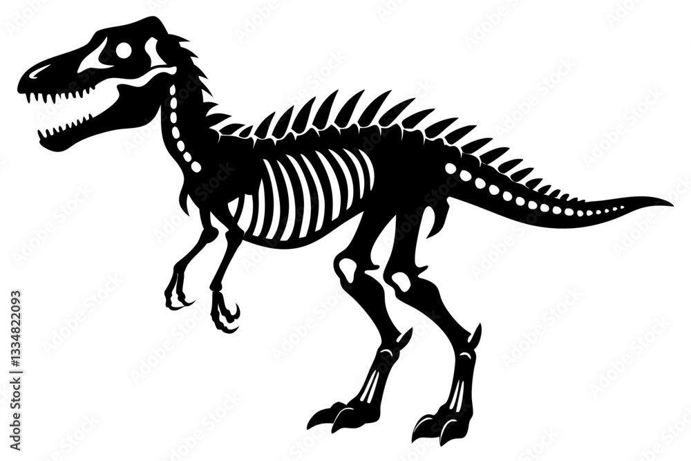 dinosaur skeleton standing line art silhouette vector illustration dinosaur skeleton standing line art silhouette vector illustration