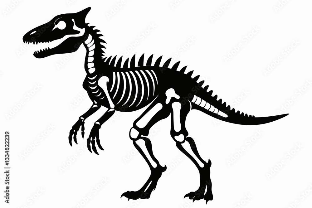 dinosaur skeleton standing line art silhouette vector illustration dinosaur skeleton standing line art silhouette vector illustration
