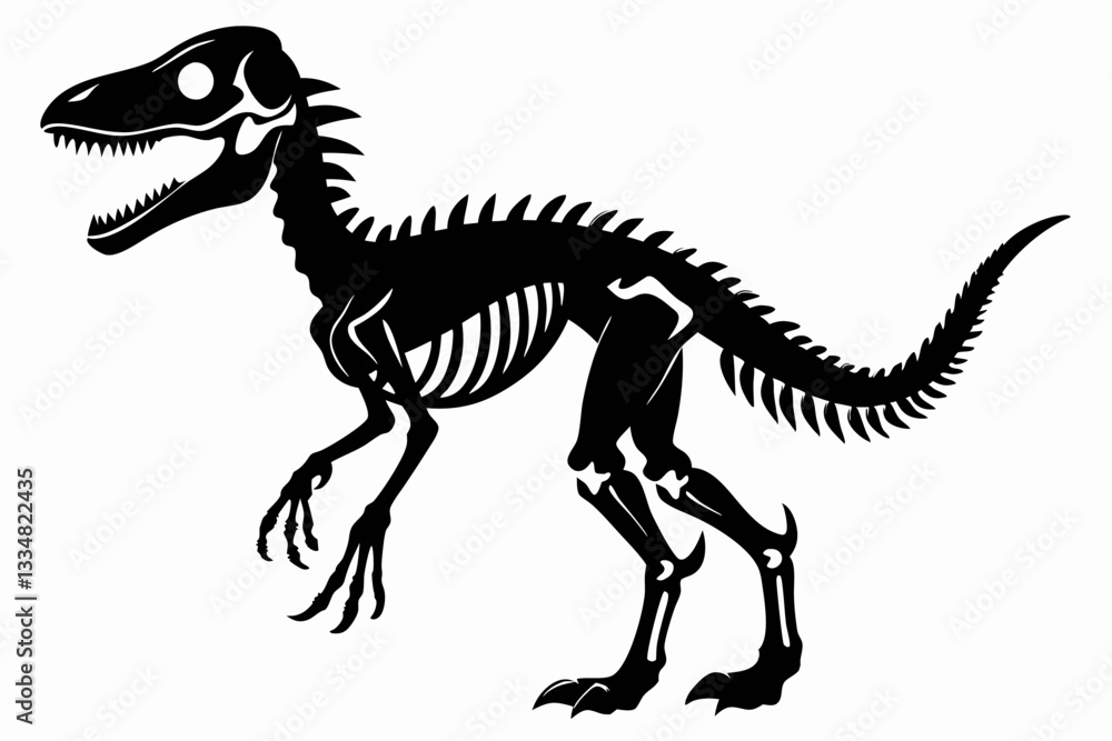 dinosaur skeleton standing line art silhouette vector illustration dinosaur skeleton standing line art silhouette vector illustration