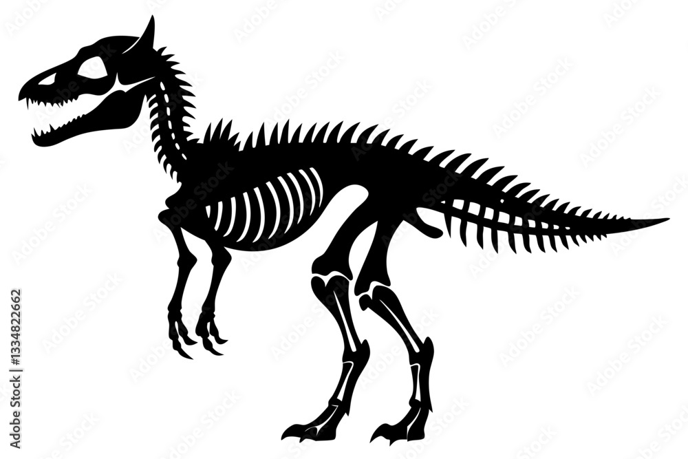 dinosaur skeleton standing line art silhouette vector illustration dinosaur skeleton standing line art silhouette vector illustration