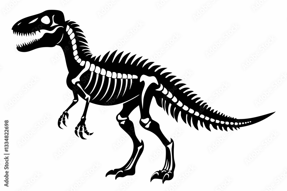 dinosaur skeleton standing line art silhouette vector illustration dinosaur skeleton standing line art silhouette vector illustration