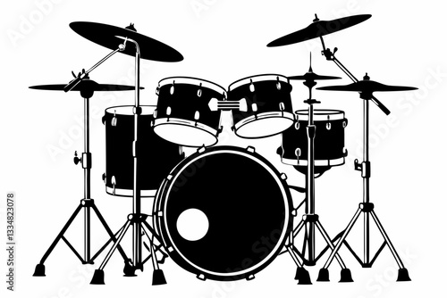 drum set line art silhouette vector illustration