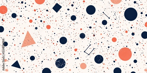 Abstract geometric pattern features circles squares triangles and dots