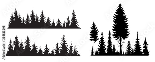 Tree and forest silhouettes - Vector illustration collection of trees and wilderness objects to create your own nature.vector ilustration