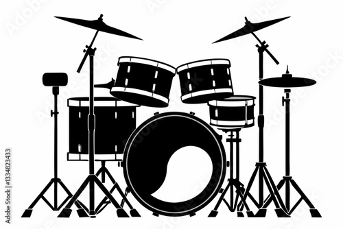 drum set line art silhouette vector illustration