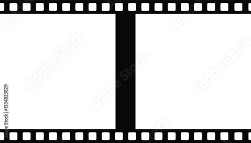 Blank film strip template with perforated edges vector illustration on white background