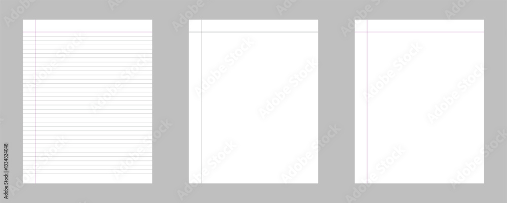 Blank Lined Paper Sheet, note paper illustration vector on white background Blank Lined Paper Sheet, note paper illustration vector on white background